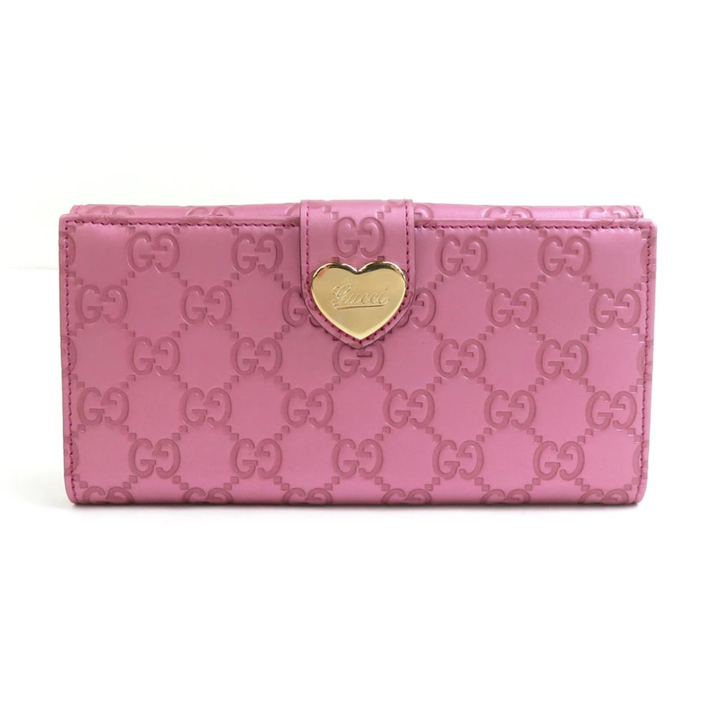 Gucci Bi fold long wallet Leather Pink